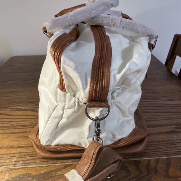 Weekend Overnight Travel Bags 3-piece White Canvas Duffel Duffle Luggage Dop Kit - Picture 5 of 9